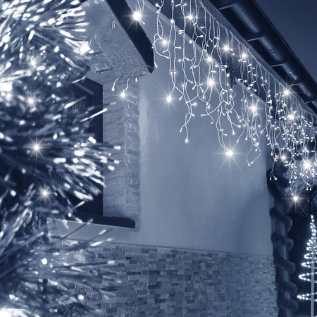 Kurtyna świetlna 500 led biały zimny, flash girlanda, lampki wewnętrzno-zewnętrzne sople