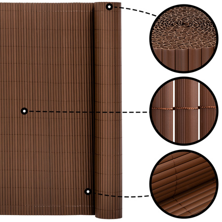 Osłona PVC maskująca 500x140 cm mata na balkon, taras, ogrodzenie, brązowa