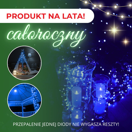 Lampki choinkowe 500 LED 41,5 m niebieskie zewnętrzne oświetlenie świąteczne 