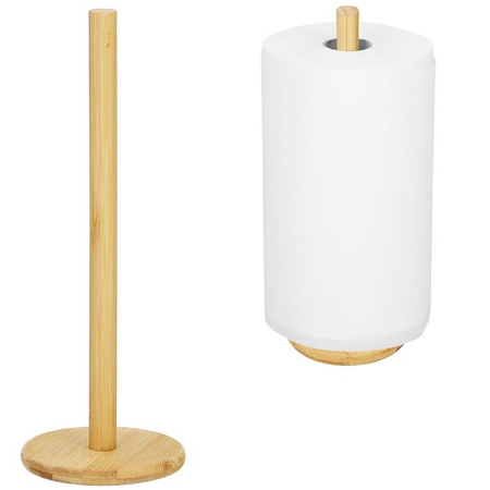 Stojak na papier ręcznikowy, naturalny stojak do kuchni bambusowy