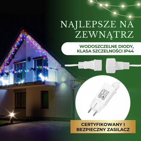 Kurtyna świetlna 500 led girlanda, lampki wewnętrzno-zewnętrzne sople multikolor