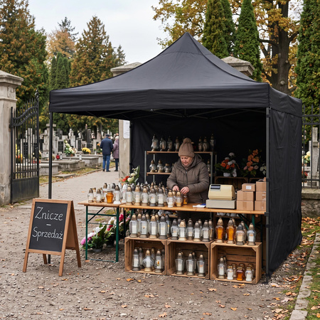 Pawilon handlowy 3x3 m namiot handlowy ekspresowy na imprezy, targ, catering, czarny