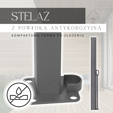 Markiza boczna tarasowa 300x200 cm roleta na balkon przesuwana osłona grafitowa
