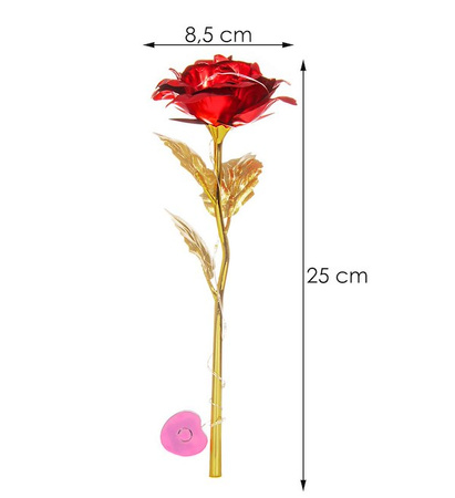 Wieczna róża czerwona 25 cm świecąca dekoracja LED prezent kwiat 