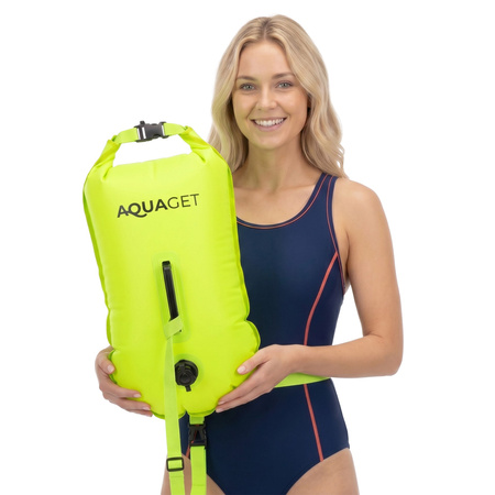 Bojka pływacka, asekuracyjna open water z suchym schowkiem i gwizdkiem, dmuchana
