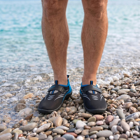 Buty do wody, pływania męskie 43 obuwie plażowe, szybkoschnące, czarno-niebieskie