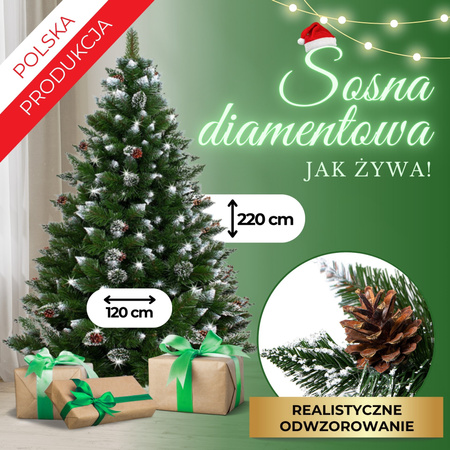 Choinka sztuczna premium 220 cm sosna diamentowa gęsta