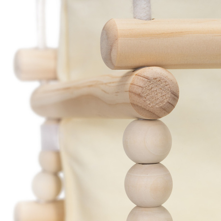 Huśtawka dziecięca, kubełkowa drewniana do ogrodu, domu boho beżowa