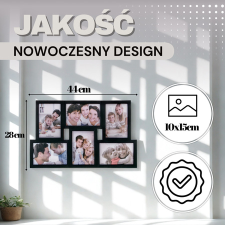 Ramka na zdjęcia 6 zdjęć multiramka 10x15 czarna