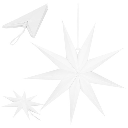 Gwiazda papierowa świąteczna 3d 60 cm ozdoba choinkowa biała