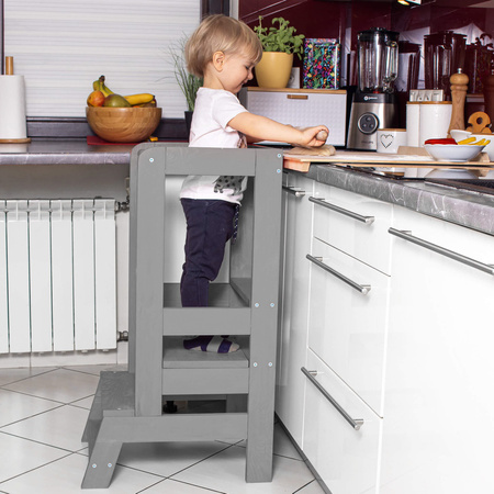 Kitchen helper pomocnik kuchenny, podest dla dzieci 90 cm szary