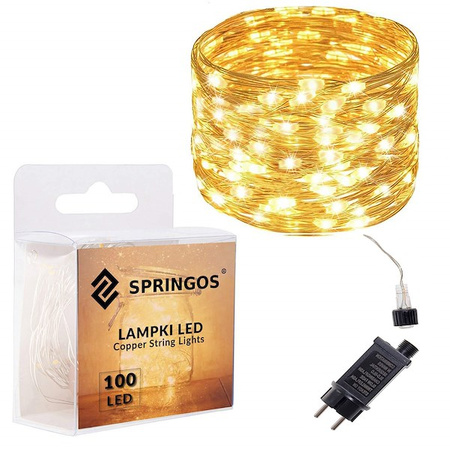 Lampki choinkowe 100 led na prąd biały ciepły