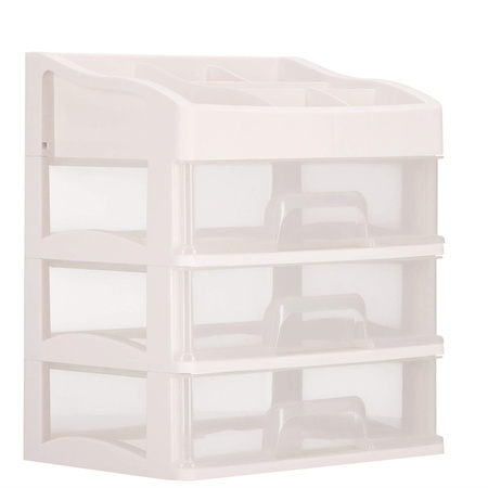 Szkatułka na biżuterię i kosmetyki 31x26,5x19,5 cm organizer z przegródkami mleczny