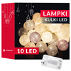 Lampki dekoracyjne cotton balls 10 LED 10 kul różowe szare