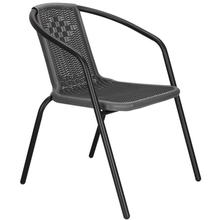 Krzesło ogrodowe metalowe, plecione krzesło na balkon szare wys. 73 cm