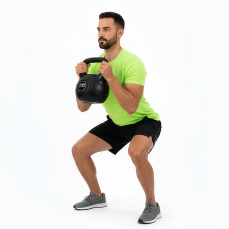 Kettlebelle 16 kg ABS odważnik kulowy do ćwiczeń siłowych hantla do treningu kula czarna