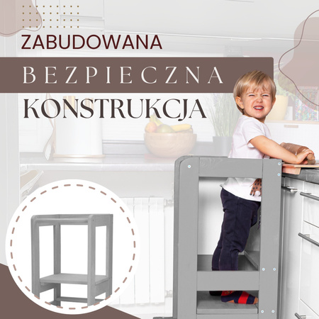 Kitchen helper pomocnik kuchenny, podest dla dzieci 90 cm szary