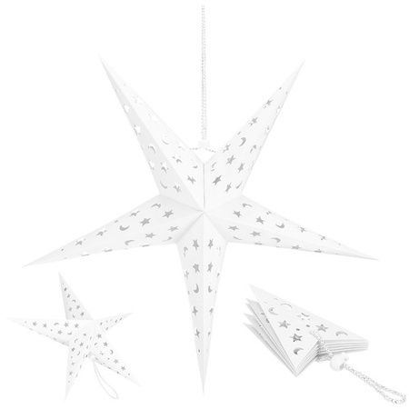 Gwiazda papierowa świąteczna 3D 25 cm ozdoba choinkowa biała