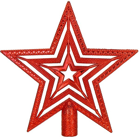 Czubek na choinkę 10cm szpic, gwiazda ażurowa czerwona 