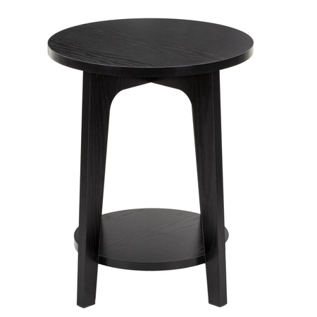 Stolik kawowy czarny 40 cm okrągły z półką, do salonu, sypialni loft nowoczesny