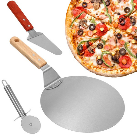 Zestaw szufla do pizzy, łopatka i nóż ze stali nierdzewnej