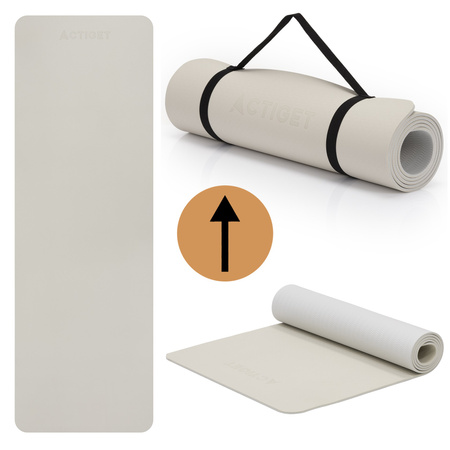 Mata do jogi, ćwiczeń fitness antypoślizgowa 183x61 cm materac do pilates, jasny beż
