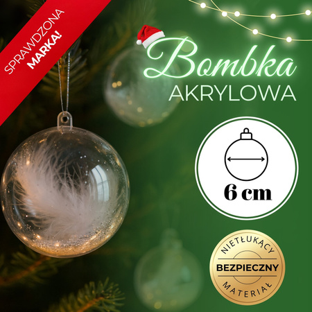Bombki akrylowe 6cm kula plastikowa decoupage zestaw 8 szt.