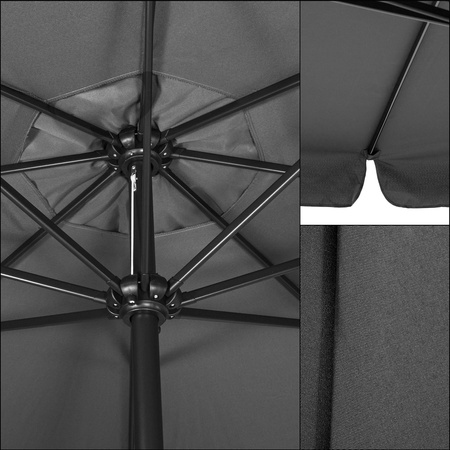 Parasol ogrodowy 410 cm składany, z korbką duży wodoodporny ciemnoszary