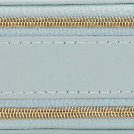 Szkatułka na biżuterię ekoskóra 11,5x8,5x5,5 cm błękitny kuferek z przegródkami