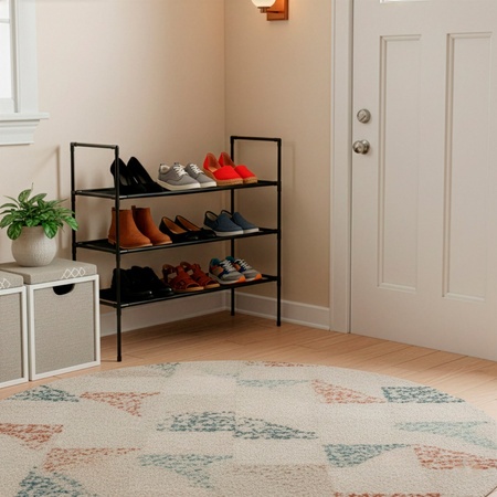 Stojak na buty 3 poziomy regał na obuwie szafka metalowa z półkami 70x72x28 cm czarna