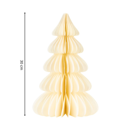 Choinka papierowa 30 cm ozdoba świąteczna z magnesem dekoracja 3D ecru