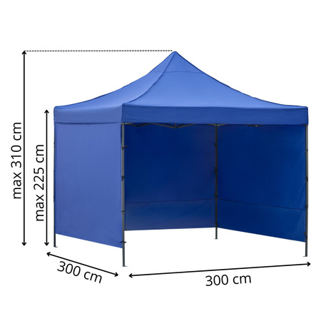 Pawilon handlowy 300x300 cm namiot ogrodowy, targowy, granatowy
