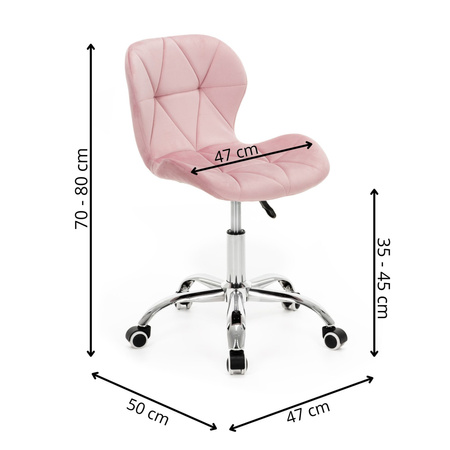 Krzesło obrotowe biurowe fotel na kółkach do komputera ergonomiczny regulowany różowy