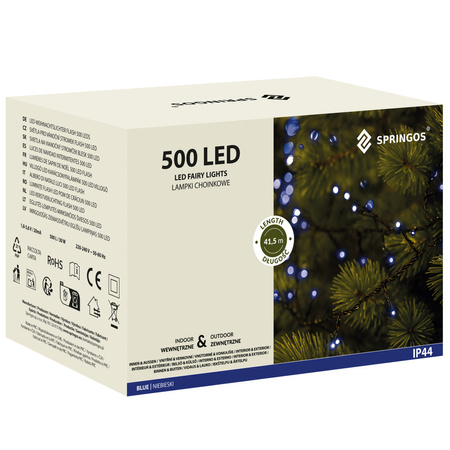 Lampki choinkowe 500 LED 41,5 m niebieskie zewnętrzne oświetlenie świąteczne 