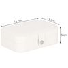 Szkatułka na biżuterię ekoskóra 16x11x5 cm kremowa z brokatem kuferek z przegródkami