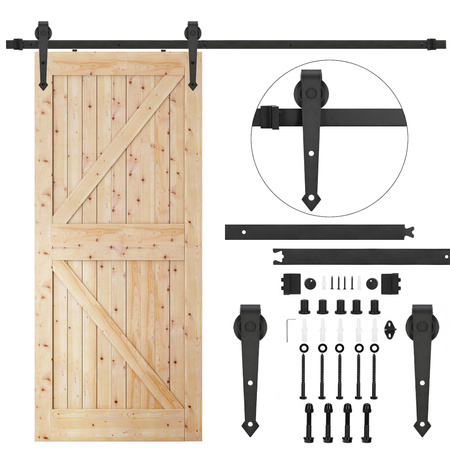 System drzwi przesuwnych 200 cm barn door, prowadnica z ozdobnymi okuciami do 100 kg czarny