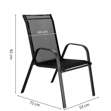 Krzesła tarasowe 4 szt. 92 cm metalowe na balkon taras nowoczesne z textilene czarne