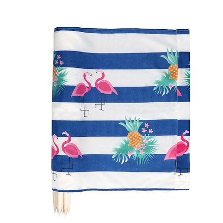 Parawan plażowy 8m flamingi, niebieskie pasy