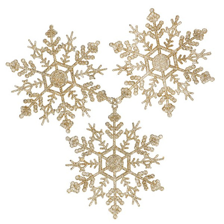Ozdoba choinkowa 3 szt. świąteczna zawieszka śnieżynki 12 cm złoty brokat