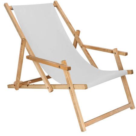 Leżak plażowy, drewniany z 3-stopniową regulacją, do ogrodu, jasny szary