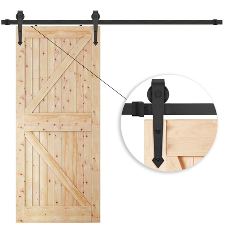 System drzwi przesuwnych 200 cm barn door, prowadnica z ozdobnymi okuciami do 100 kg czarny