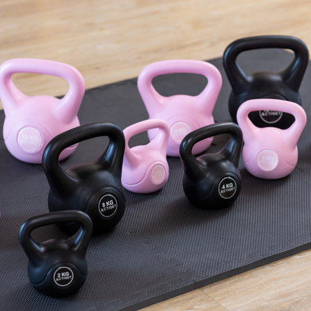 Kettlebell do ćwiczeń 8 kg hantla, odważnik treningowy ABS kula różowa