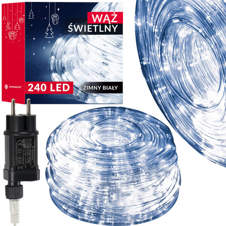Wąż świetlny 11,5 m zimny biały 240 Led z programatorem IP44 dekoracja świąteczna