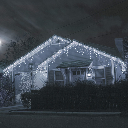 Kurtyna świetlna 1000 led girlanda, lampki wewnętrzno-zewnętrzne sople zimny biały