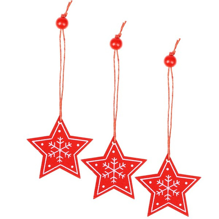 Ozdoba choinkowa 4,5cm drewniana, świąteczna zawieszka gwiazdy zestaw 3 szt.