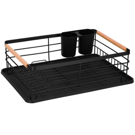 Ociekacz do naczyń 42x31x14 cm metalowa suszarka z tacką czarno-brązowa