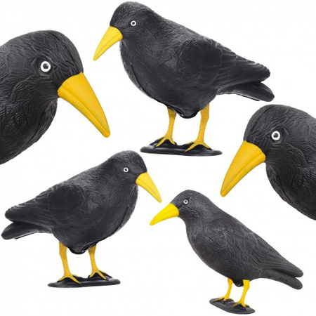 Odstraszacz ptaków 11x39x18,5cm stojący kruk czarny z żółtym dziobem zestaw 5 szt.