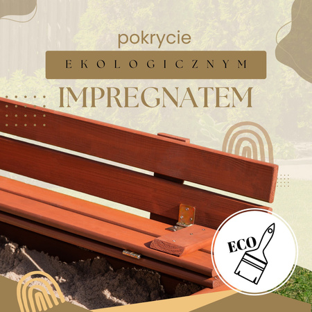Piaskownica drewniana zamykana 120x120 cm impregnowana z ławkami, plandeką i włókniną