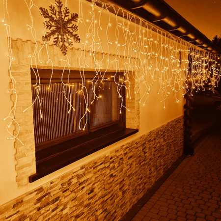 Kurtyna świetlna 200 led girlanda, lampki wewnętrzno-zewnętrzne sople ciepły biały