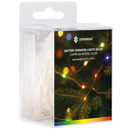 Lampki choinkowe 20 LED druciki mikro na baterie kolorowe